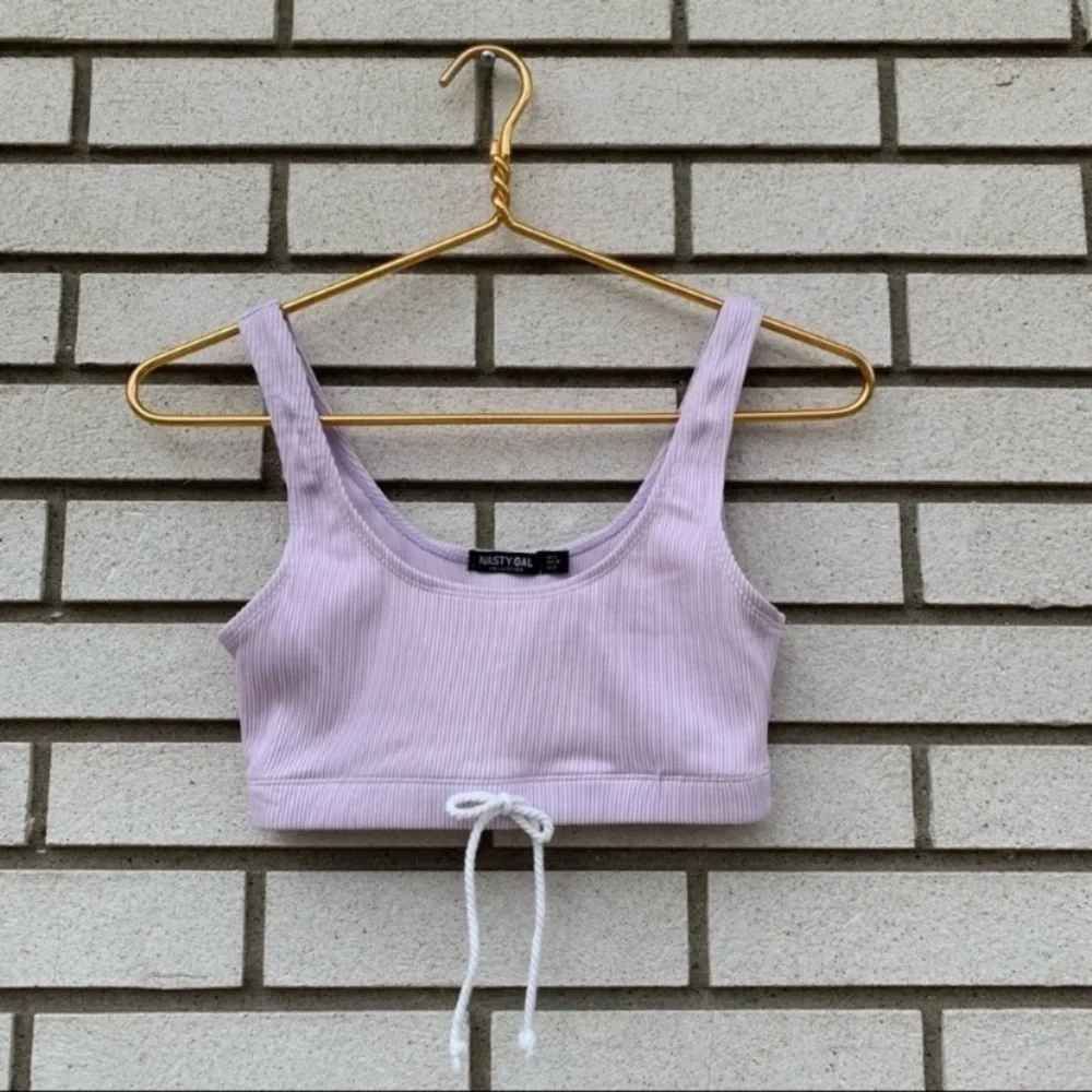 Nasty Gal Lavender Ribbed Two Piece Bikini Tank Top High Cut Bottoms 4 Y2K
